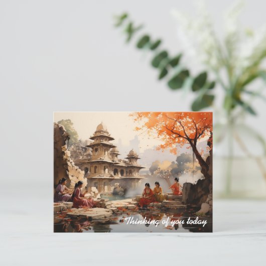 Vrouwen op het zomerlandgoed van Raja Briefkaart (Staand voorkant)