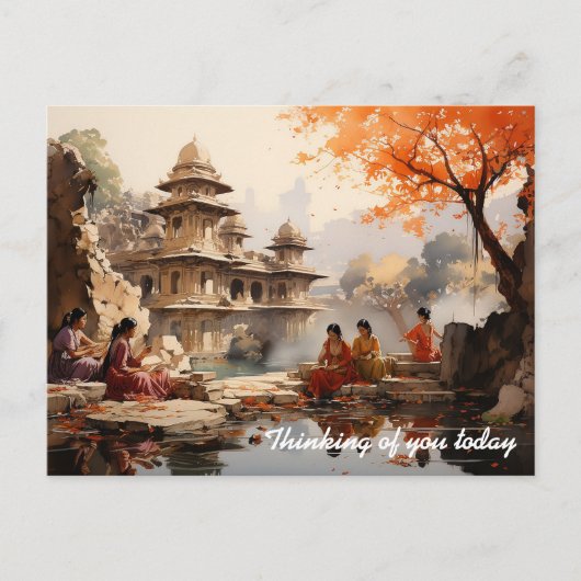 Vrouwen op het zomerlandgoed van Raja Briefkaart (Voorkant)