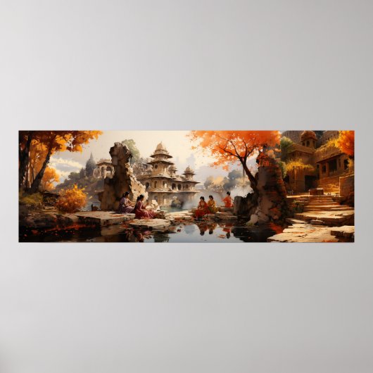 Vrouwen op het zomerlandgoed van Raja - Ultra bree Poster (Voorkant)