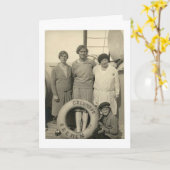 vrouwen op Ocean Liner Bon Voyage Kaart (Gele Bloem)