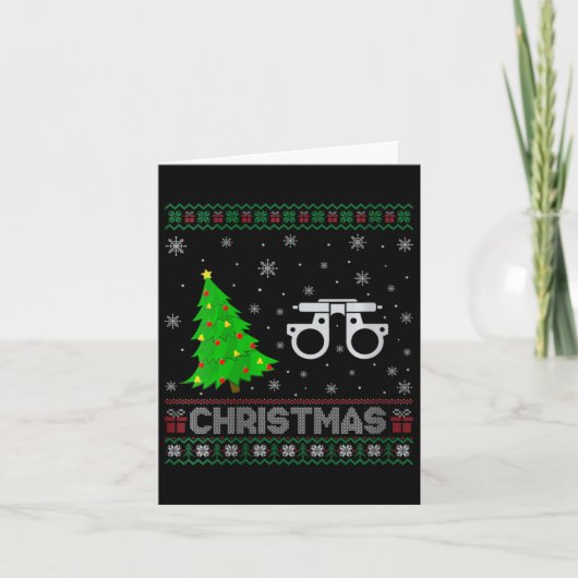 Vrouwen Optometrie Kerstboom Lighting Ugly Christm Kaart (Voorkant)
