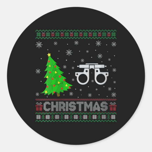 Vrouwen Optometrie Kerstboom Lighting Ugly Christm Ronde Sticker (Voorkant)