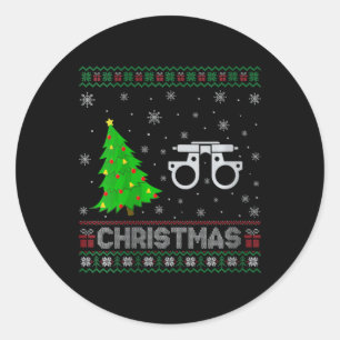 Vrouwen Optometrie Kerstboom Lighting Ugly Christm Ronde Sticker