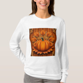 Vrouwen Oranje Pompoen Wit T-Shirt
