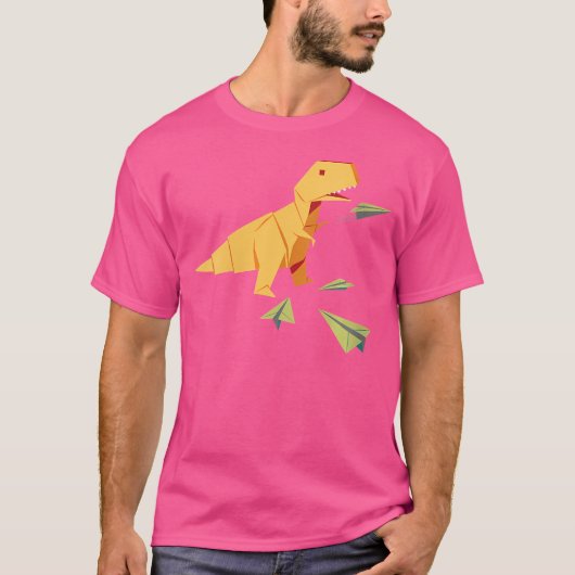 Vrouwen Origami T-Rex Dinosaurus Vliegend Papier A T-shirt (Voorkant)