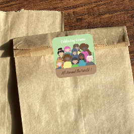 Vrouwen over de hele wereld vieren vierkante sticker