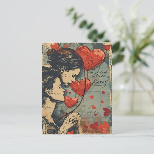 Vrouwen Paar LGBTQ Valentijnsdag Briefkaart (Staand voorkant)