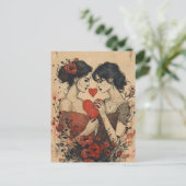 Vrouwen Paar Valentijnsdag Briefkaart (Staand voorkant)