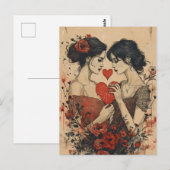 Vrouwen Paar Valentijnsdag Briefkaart (Voorkant / Achterkant)