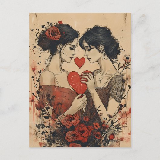 Vrouwen Paar Valentijnsdag Briefkaart (Voorkant)