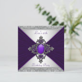 Vrouwen Paarse 40ste verjaardagsfeest Kaart (Staand voorkant)