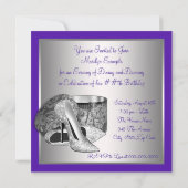 Vrouwen Paarse en zilveren hoge hak verjaardagsfee Kaart (Achterkant)