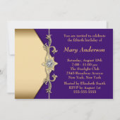 Vrouwen Paarse gouden 50ste verjaardagsfeest Kaart (Achterkant)