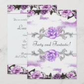 Vrouwen Paarse Lavendel Rozen 40ste Verjaardag Par Kaart (Voorkant / Achterkant)