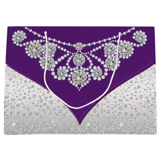 Vrouwen Paarse Silver Grey Diamond Princess Groot Cadeauzakje (Voorkant)