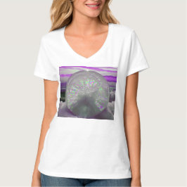 Vrouwen Paarse Sprankelende Bal Fotografie T-Shirt