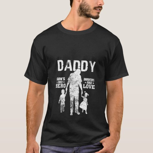 Vrouwen papa A Sons First Hero A Daughters First L T-shirt (Voorkant)