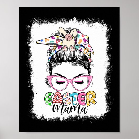 Vrouwen Pasen Mama Rommelige Knot Haar Matchend Fa Poster (Voorkant)