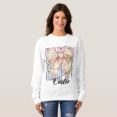Vrouwen Pastel Happy Easter Coquette Bow Trui (Voorkant volledig)
