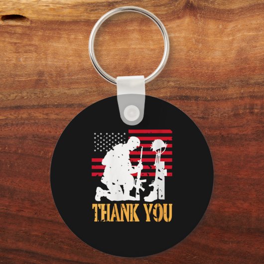 Vrouwen Patriottische Soldaat Knielen Battlefield  Sleutelhanger (Voorkant)