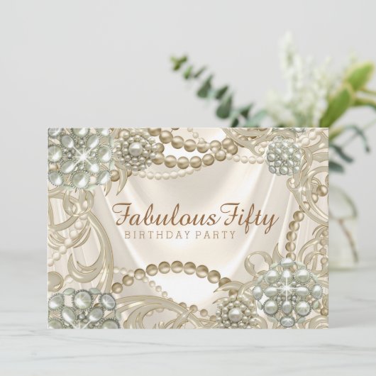 Vrouwen Pearl verjaardagsfeest Kaart (Staand voorkant)