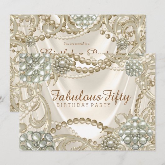 Vrouwen Pearl verjaardagsfeest Kaart (Voorkant / Achterkant)