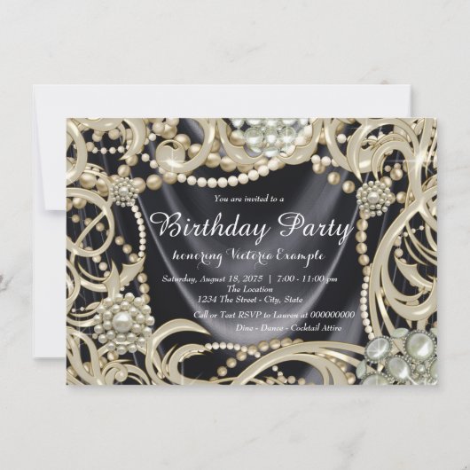 Vrouwen Pearl verjaardagsfeest Kaart (Achterkant)