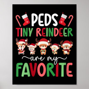 Vrouwen Peds Tiny Rendier Christmas Peds Nurse XMA Poster