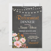 Vrouwen Pensioen Diner Party Floral Pink Invite Kaart (Voorkant)