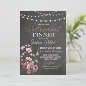 Vrouwen Pensioen Diner Party Roze Bloemen Kaart (Staand voorkant)