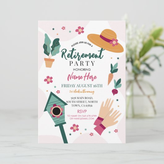 Vrouwen Pensioen Diner Party Tuinieren Kaart (Staand voorkant)