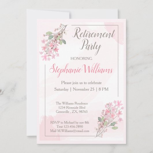 Vrouwen pensioen Floral minimalistische partij Kaart (Voorkant)
