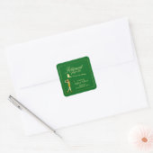 Vrouwen Pensioen Golf Party Classic Groen Gouden Vierkante Sticker (Envelop)