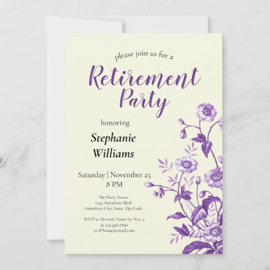 Vrouwen Pensioen Partij Lavendel Wildflower Kaart (Voorkant)