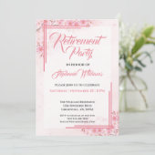 Vrouwen Pensioen Party Elegant Roze Bloemen Kaart (Staand voorkant)