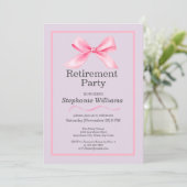 Vrouwen Pensioen Party Modern Elegant Roze Boog Kaart (Staand voorkant)