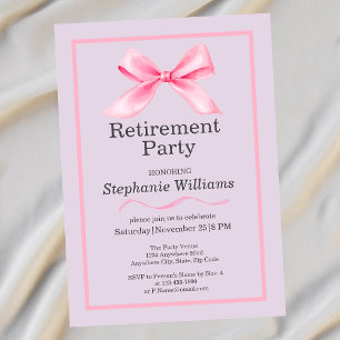 Vrouwen Pensioen Party Modern Elegant Roze Boog Kaart
