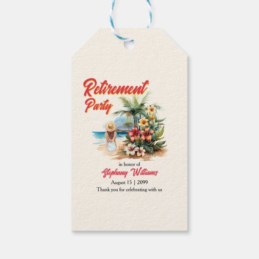 Vrouwen Pensioen Party Strand Aloha Vrouw Cadeaulabel (Achterkant)
