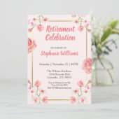 Vrouwen pensioen Roze Bloemen Gouden Rand Kaart (Staand voorkant)