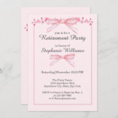 Vrouwen Pensioen Roze Bow Bloemen Border Party Kaart (Voorkant / Achterkant)