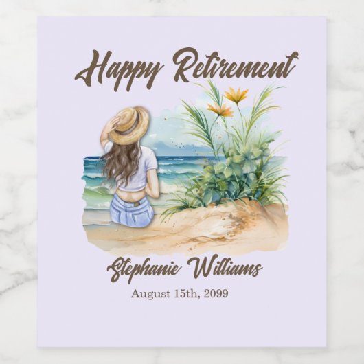 Vrouwen Pensioen Strand Thema Elegante Vrouw Wijn Etiket (Enkel label)