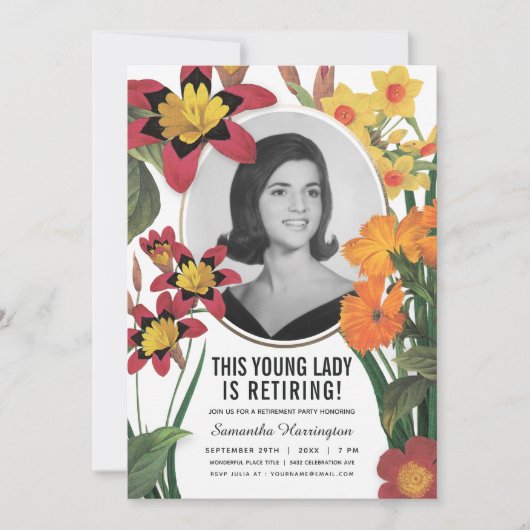 Vrouwen Pensioen Uitnodigingen Oude Foto Botanisch (Voorkant)