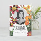 Vrouwen Pensioen Uitnodigingen Oude Foto Botanisch (Staand voorkant)