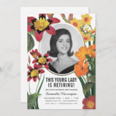 Vrouwen Pensioen Uitnodigingen Oude Foto Botanisch (Voorkant / Achterkant)