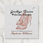 Vrouwen pensioen vaarwel spanning Kantoor hakken Bedankjes Labels (Achterkant)