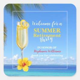 Vrouwen Pensioen Zomer Ocean Cocktail Party Vierkante Sticker