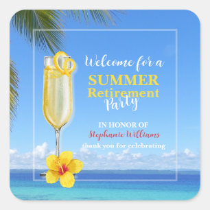 Vrouwen Pensioen Zomer Ocean Cocktail Party Vierkante Sticker