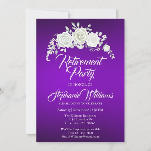 Vrouwen Pensioenpartij  White Rose Kaart (Voorkant)