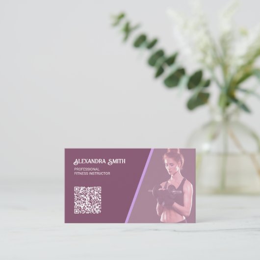Vrouwen Personal Trainer Custom QR Visitekaartje (Staand voorkant)