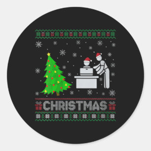 Vrouwen Persoonlijke Assistent Kerstboom Lighting Ronde Sticker